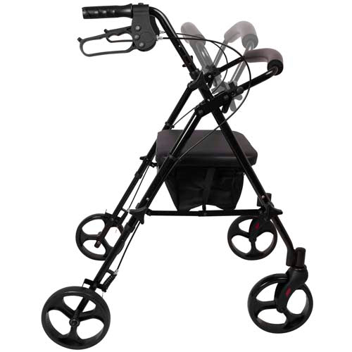 ProBasics Deluxe Aluminum Rollator, Height Adjustable, Padded Seat, 300 lb Capacity, Black
