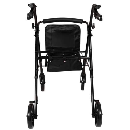 ProBasics Deluxe Aluminum Rollator, Height Adjustable, Padded Seat, 300 lb Capacity, Black