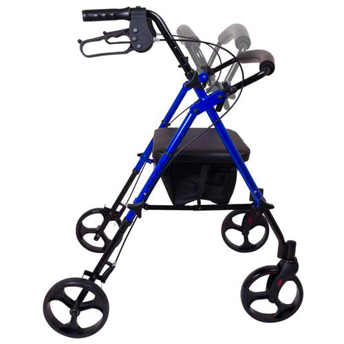 ProBasics Aluminum Rollator - Height Adjustable, Padded Seat, 300 lb Capacity, Blue