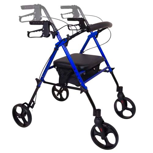 ProBasics Aluminum Rollator - Height Adjustable, Padded Seat, 300 lb Capacity, Blue