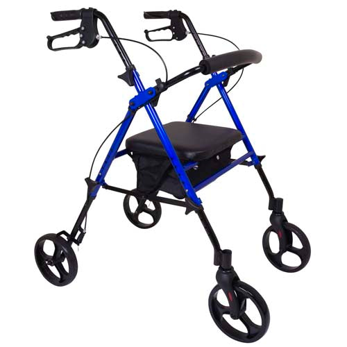ProBasics Aluminum Rollator - Height Adjustable, Padded Seat, 300 lb Capacity, Blue