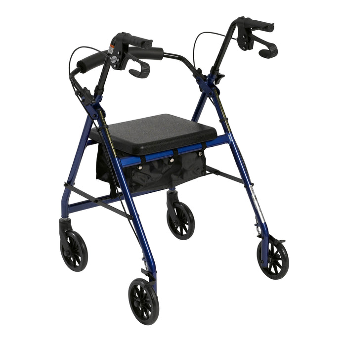Drive Rollator Walker, 4-Wheel, Padded Seat, Pouch, Adjustable Height, Blue