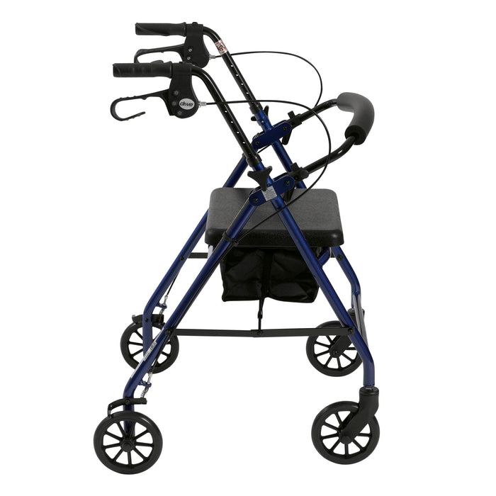 Drive Rollator Walker, 4-Wheel, Padded Seat, Pouch, Adjustable Height, Blue