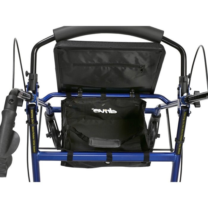 Drive Rollator Walker, 4-Wheel, Padded Seat, Pouch, Adjustable Height, Blue