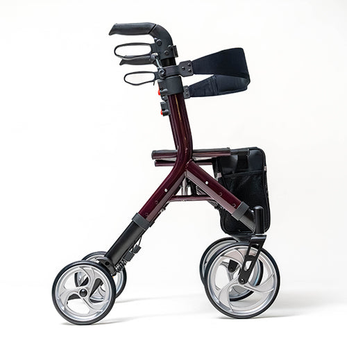 Ascent Euro-Style Rollator, Lightweight 4-Wheel Walker with Adjustable Seat & Backrest, Brandywine