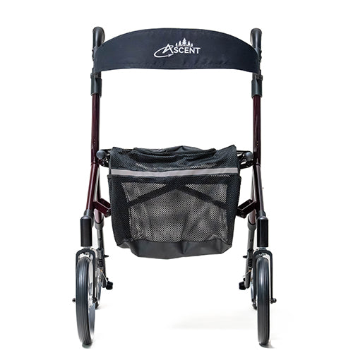 Ascent Euro-Style Rollator, Lightweight 4-Wheel Walker with Adjustable Seat & Backrest, Brandywine