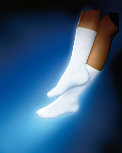 Sensifoot 8-15 mmHg Compression Crew Diabetic Socks, Medium, White