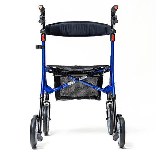 Ascent Euro-Style Rollator - Cobalt Blue - Lightweight 4-Wheel Walker with Adjustable Seat & Backrest
