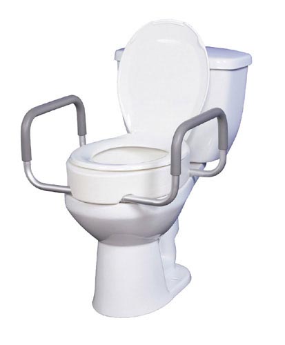 3.5" Elevated Toilet Seat with Removable Arms for Standard Toilets, 300 lb Capacity