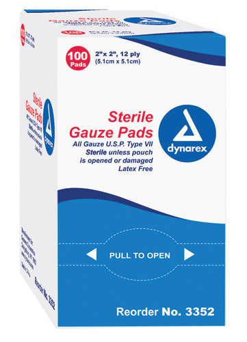 Sterile Gauze Sponges 4 x 4, 12 Ply, Individually Wrapped, 100 Count Box