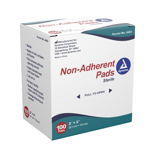 Sterile Non-Adherent Gauze Pads 2 x 3 Inches, 100 Count Box - Wound Care