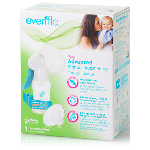 Evenflo Advanced Manual Breast Pump - Includes 2 Flange Sizes & 5 oz Bottle