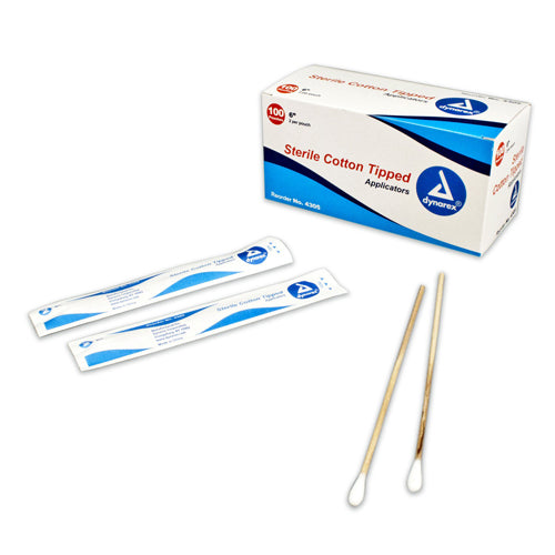 Sterile Cotton Tipped Applicators - 6 Inch - Box of 100