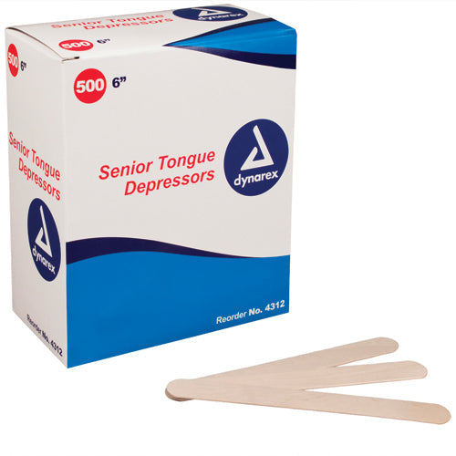 6" Wood Tongue Depressors - Regular Non-Sterile - Box of 500