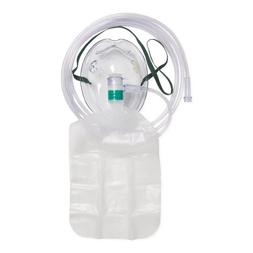 Adult Non-Rebreathing Oxygen Mask with 7ft Tubing - High Concentration, Soft Vinyl