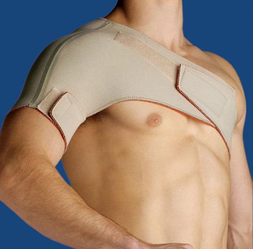 Thermoskin Sports Shoulder Support - Beige - Medium - Universal Fit for Injury Protection & Heat Therapy