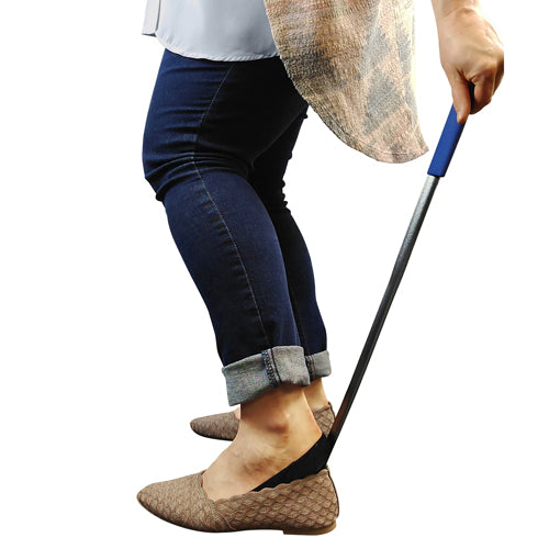 24" Long Metal Shoehorn - Extra Long Handled Steel Shoe Horn for Easy Shoe Wearing