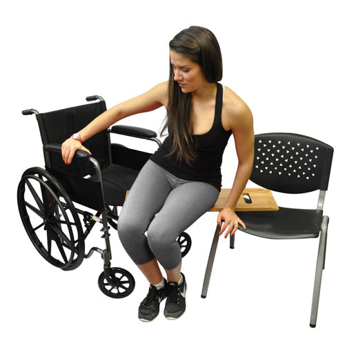 600 lb Capacity Transfer Board with Two Hand Cutouts - 10 x 32 Inch Hardwood Slide Board