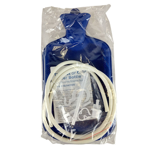 2 Quart Hot Water Bottle Enema and Douche Kit - Blue Jay Rubber System for Pain Relief & Cleansing