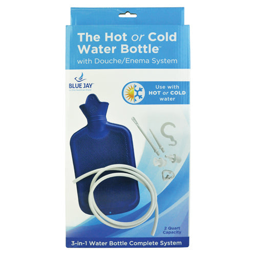 2 Quart Hot Water Bottle Enema and Douche Kit - Blue Jay Rubber System for Pain Relief & Cleansing