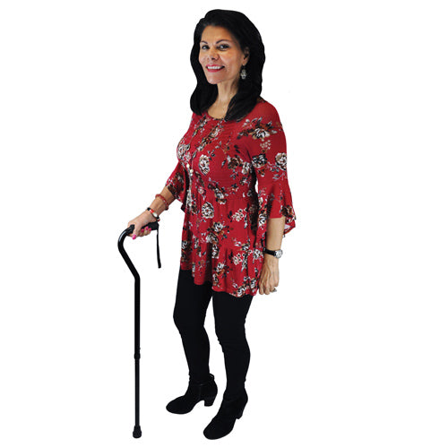 Soft Foam Offset Handle Cane - Blue Jay Black - Adjustable Aluminum Walking Cane with Wrist Strap