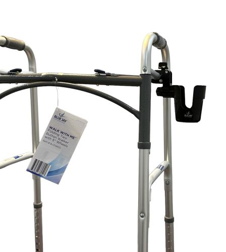 Deluxe Multi-Directional Cup Holder for Rollators, Wheelchairs, Walkers - Hold My Drink by Blue Jay