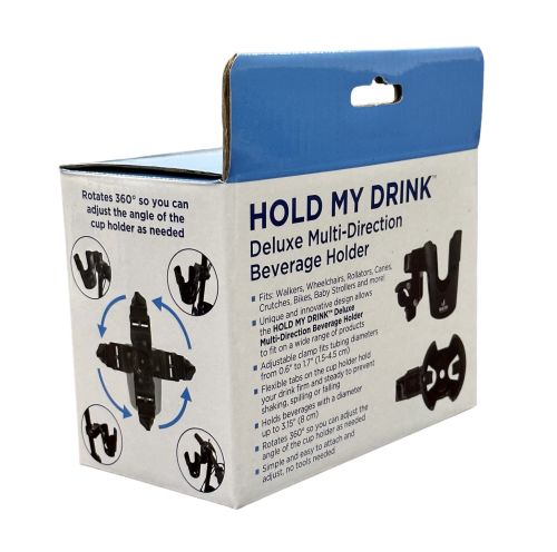 Deluxe Multi-Directional Cup Holder for Rollators, Wheelchairs, Walkers - Hold My Drink by Blue Jay