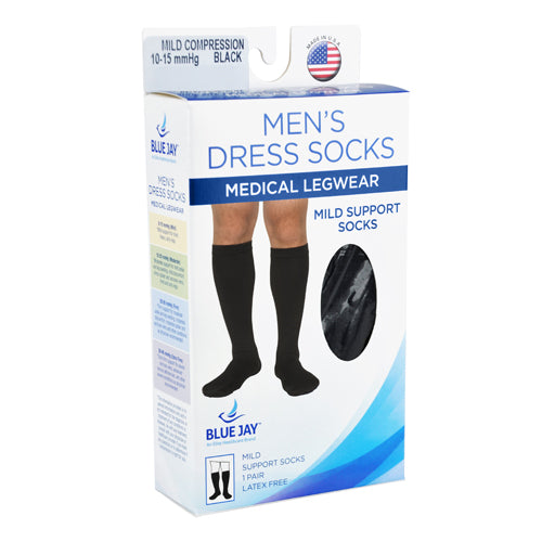 Men's 10-15 mmHg Mild Compression Socks - Black - MD/LG - For Circulation & Swelling