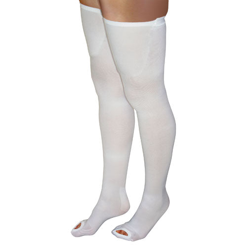 Anti-Embolism Stockings Medium/Long 15-20 mmHg Thigh High Inspection Toe, White