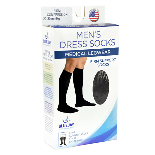 Men's 20-30 mmHg Compression Socks - Firm Support, Black, Large for Varicose Veins