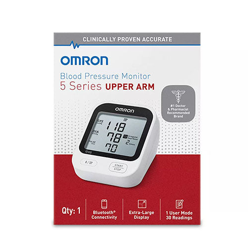 OMRON 5 Series Wireless Upper Arm Blood Pressure Monitor - Bluetooth Enabled, Wide-Range Cuff