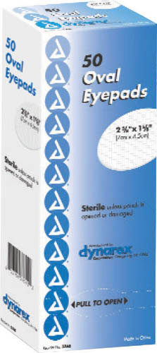 Sterile Oval Eye Pad 2 5/8 x 1 5/8 Inch - Soft Cotton Fill, Box of 50