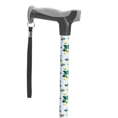 Comfort Grip Aluminum Cane - Lemons Fashion Color, 30"-39" Adjustable Height, 300 lbs Capacity