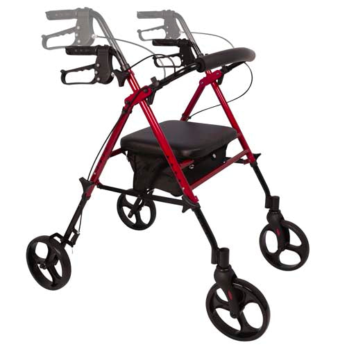 ProBasics Burgundy Aluminum Rollator - Height Adjustable, Padded Seat, 300 lb Capacity
