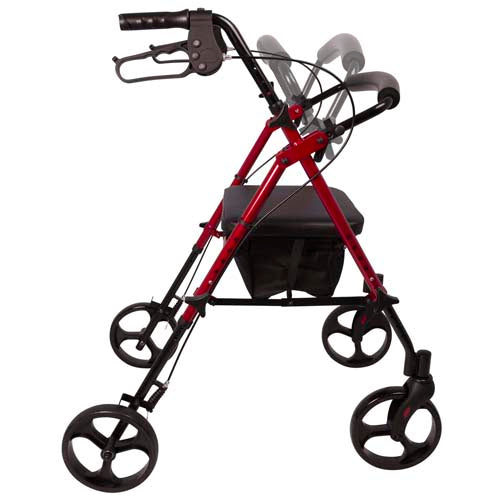 ProBasics Burgundy Aluminum Rollator - Height Adjustable, Padded Seat, 300 lb Capacity