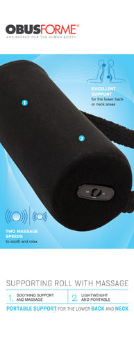 ObusForme Supporting Roll with Massage – Adjustable Lumbar & Neck Pillow for Posture Support and Muscle Relaxation