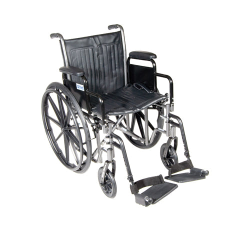 Lightweight Standard Wheelchair, 18" Fixed Arms, Swing-Away Footrests, Dual Axle, 300 lb Capacity
