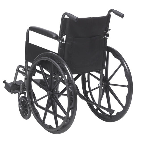 Wheelchair, 18", Fixed Arms, Swing-Away Footrests, 250 lb Capacity