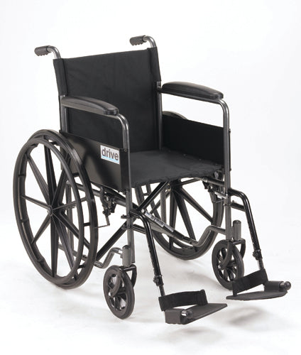 Wheelchair, 18", Fixed Arms, Swing-Away Footrests, 250 lb Capacity