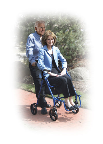 Duet Rollator Transport Chair Combo - Lightweight, Foldable, Blue