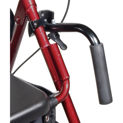 Duet Rollator Transport Chair Combo - Lightweight, Padded Seat, 300 lb Capacity - Black