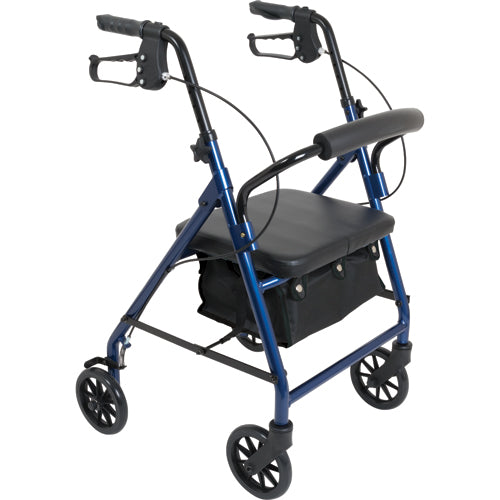 Junior Rollator Walker - Lightweight Aluminum 6-Wheel Mobility Aid - Blue