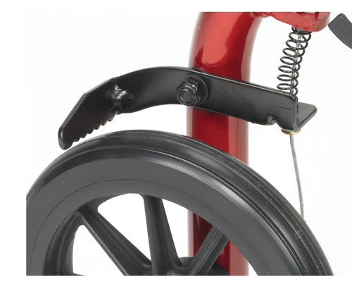 Red Aluminum Rollator Walker with Padded Seat, Adjustable Handles, and Fold-Up Back