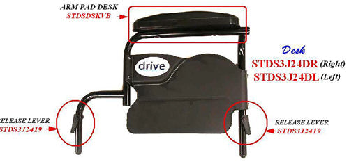 Universal Wheelchair Desk Arm Pad - Vinyl - Compatible with Drive Cruise III - 1/ea