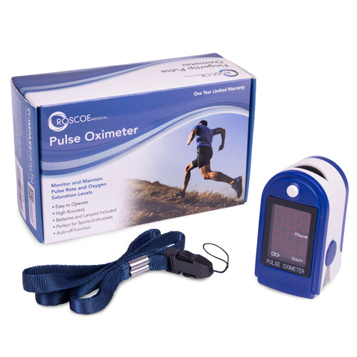 Roscoe Fingertip Pulse Oximeter with Lanyard - Portable Blood Oxygen Saturation Monitor