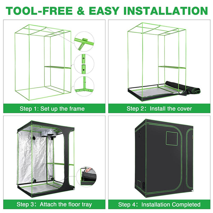 Yescom Grow Tent 60"x48"x80" 2in1 Hydroponic Grow Room