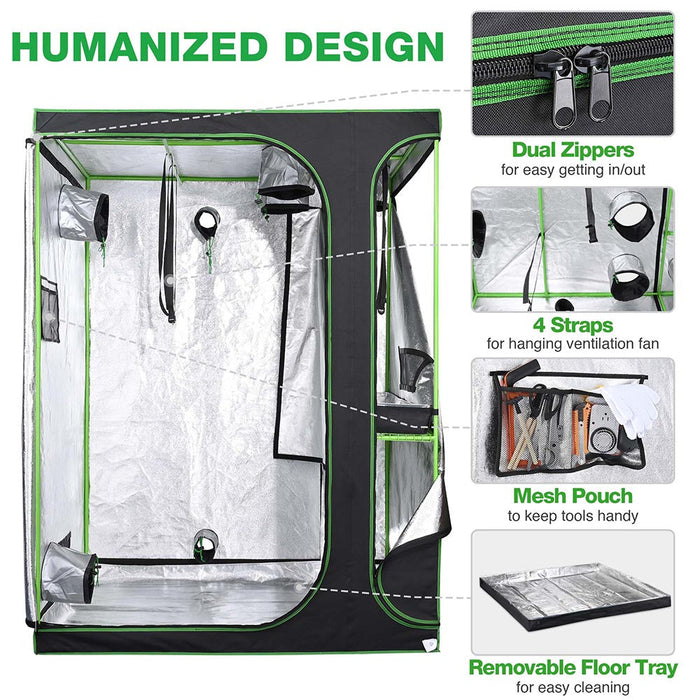 Yescom Grow Tent 60"x48"x80" 2in1 Hydroponic Grow Room