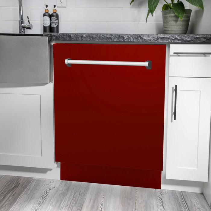 24" Dishwasher with Red Gloss panel, Stainless Tub, DWV-RG-24