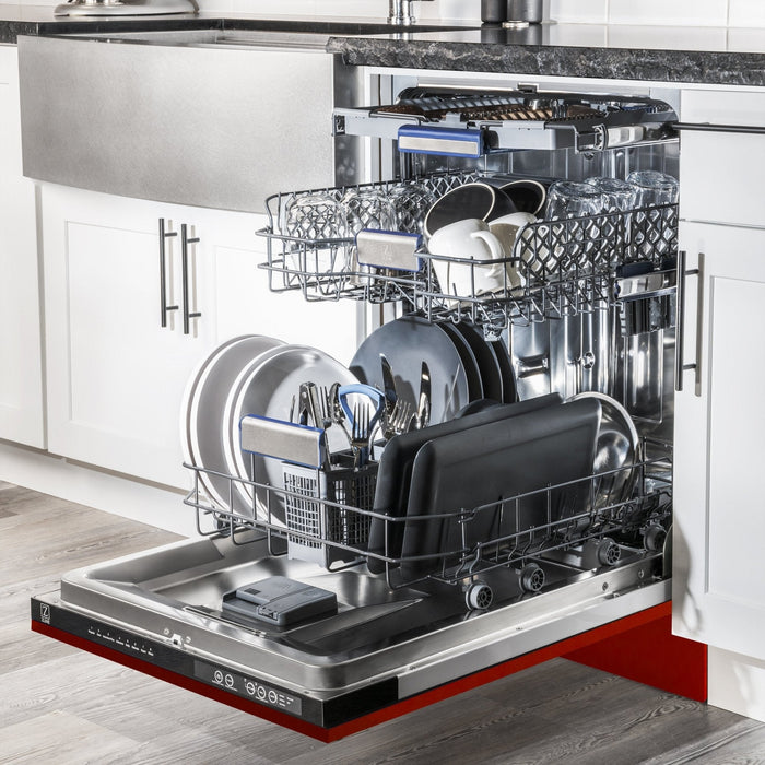 24" Dishwasher with Red Gloss panel, Stainless Tub, DWV-RG-24