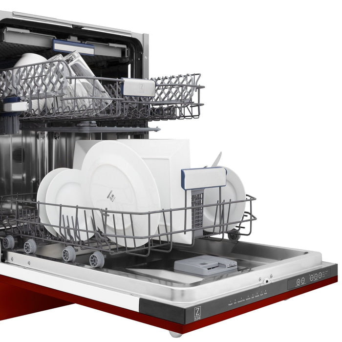 24" Dishwasher with Red Gloss panel, Stainless Tub, DWV-RG-24